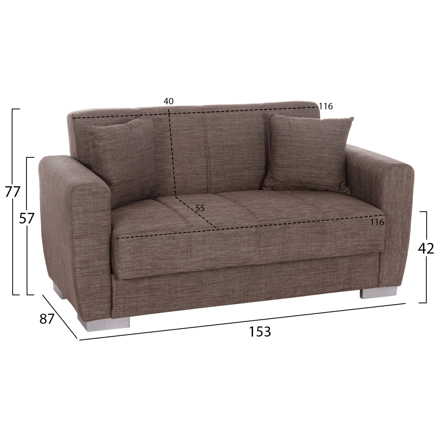 ΚΑΝΑΠΕΣ ΚΡΕΒΑΤΙ POLYA ΔΙΘΕΣΙΟΣ ΚΑΦΕ HM3241.02 153x87x77 εκ.