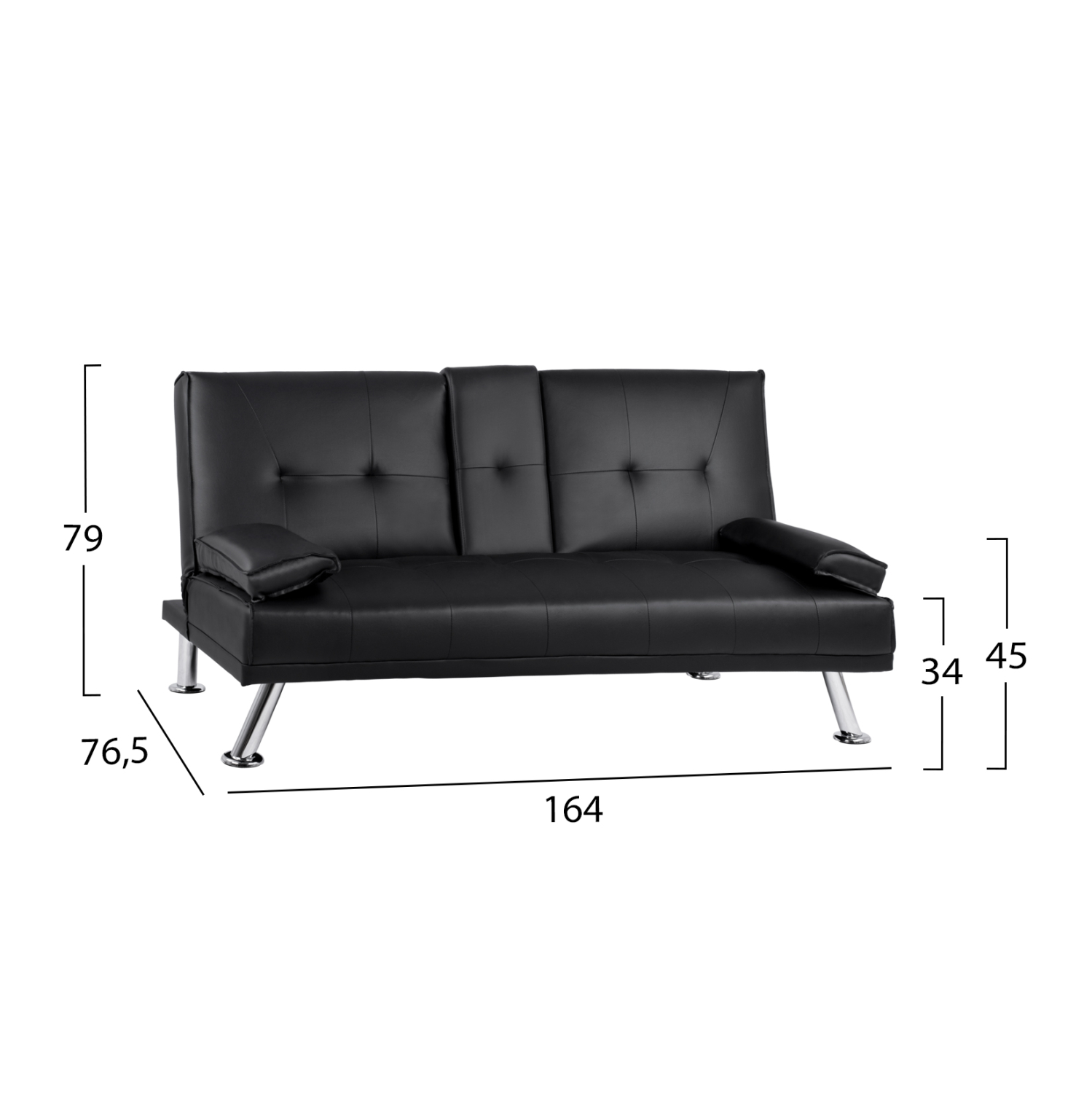 ΚΑΝΑΠΕΣ ΚΡΕΒΑΤΙ BENIN ΜΕ ΜΑΥΡΟ PU 165×76,5×79 εκ ΚΑΙ ΠΤΥΣΣΟΜΕΝΟ ΜΠΡΑΤΣΟ HM3157.01