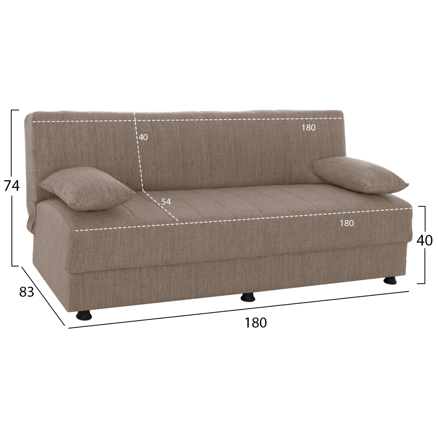 ΚΑΝΑΠΕΣ ΚΡΕΒΑΤΙ ANDRI ΤΡΙΘΕΣΙΟΣ ΜΠΕΖ HM3239.04 180x83x74Υ εκ.